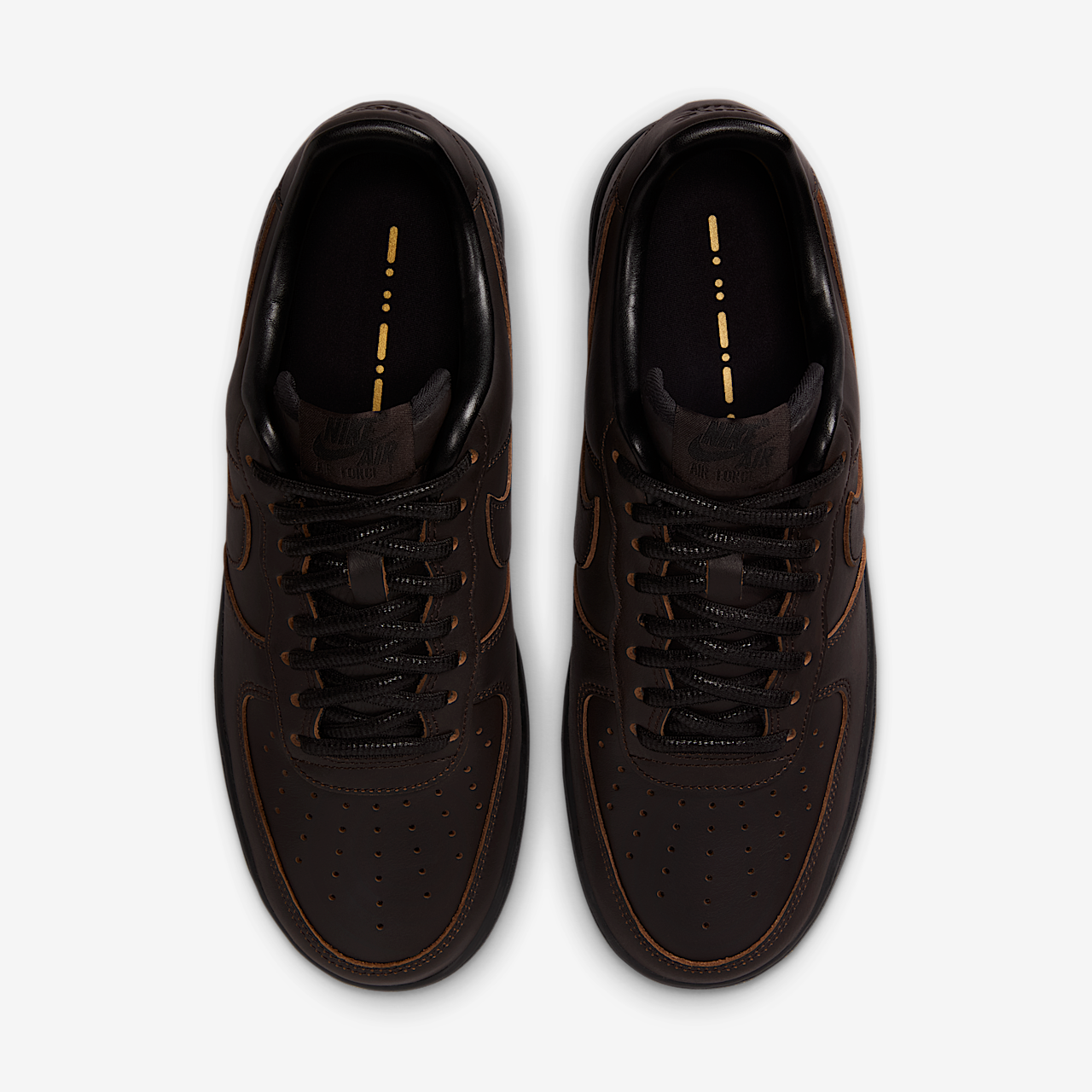 Nike Air Force 1 sneaker Velvet Brown/Zwart/Metallic Gold/Velvet Brown