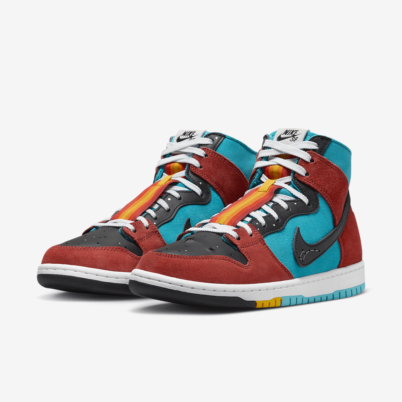 Nike Dunk High sneaker Turquoise Blue/Rugged Orange/Zwart