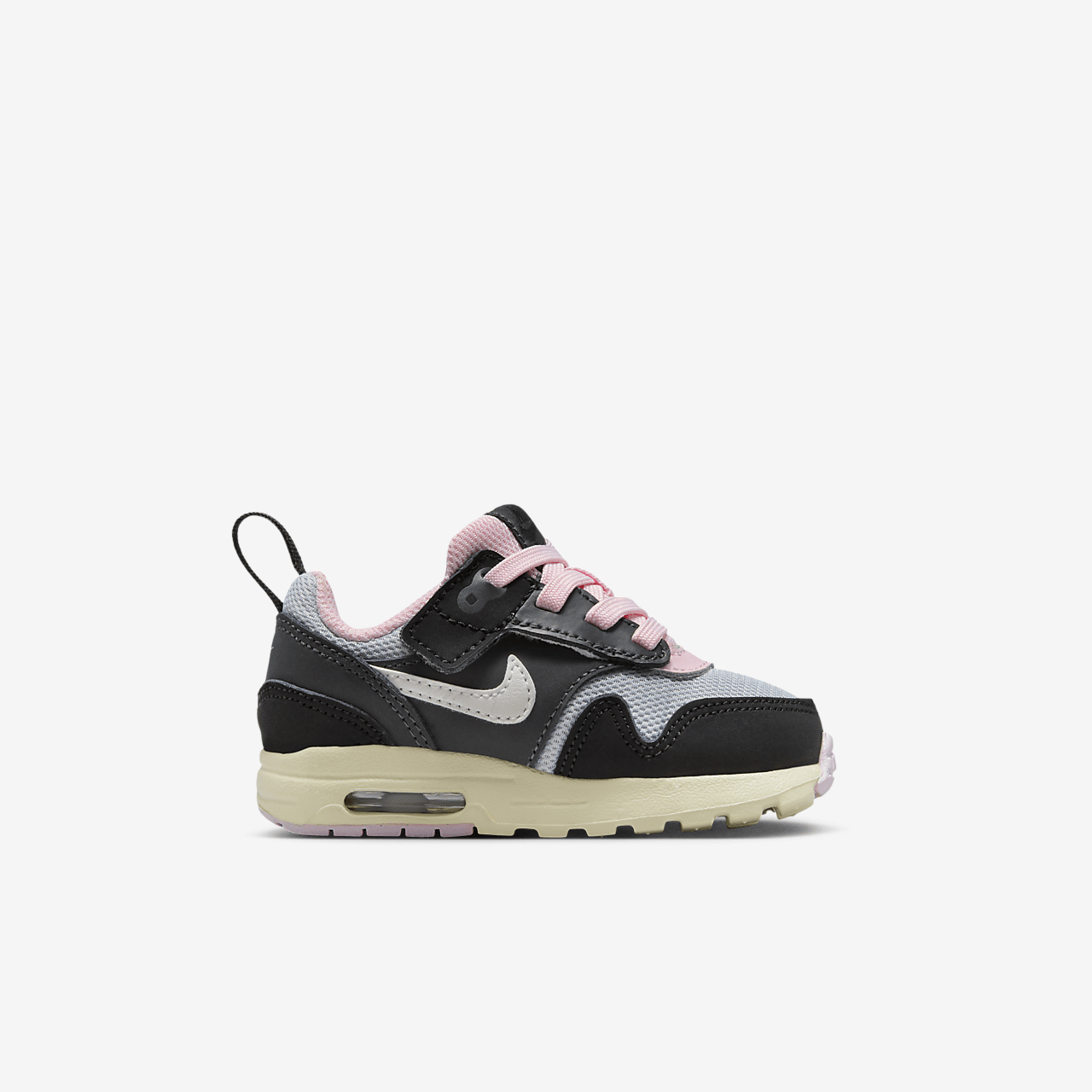Nike Air Max 1 sneaker Zwart/Anthracite/Pink Foam/Summit White