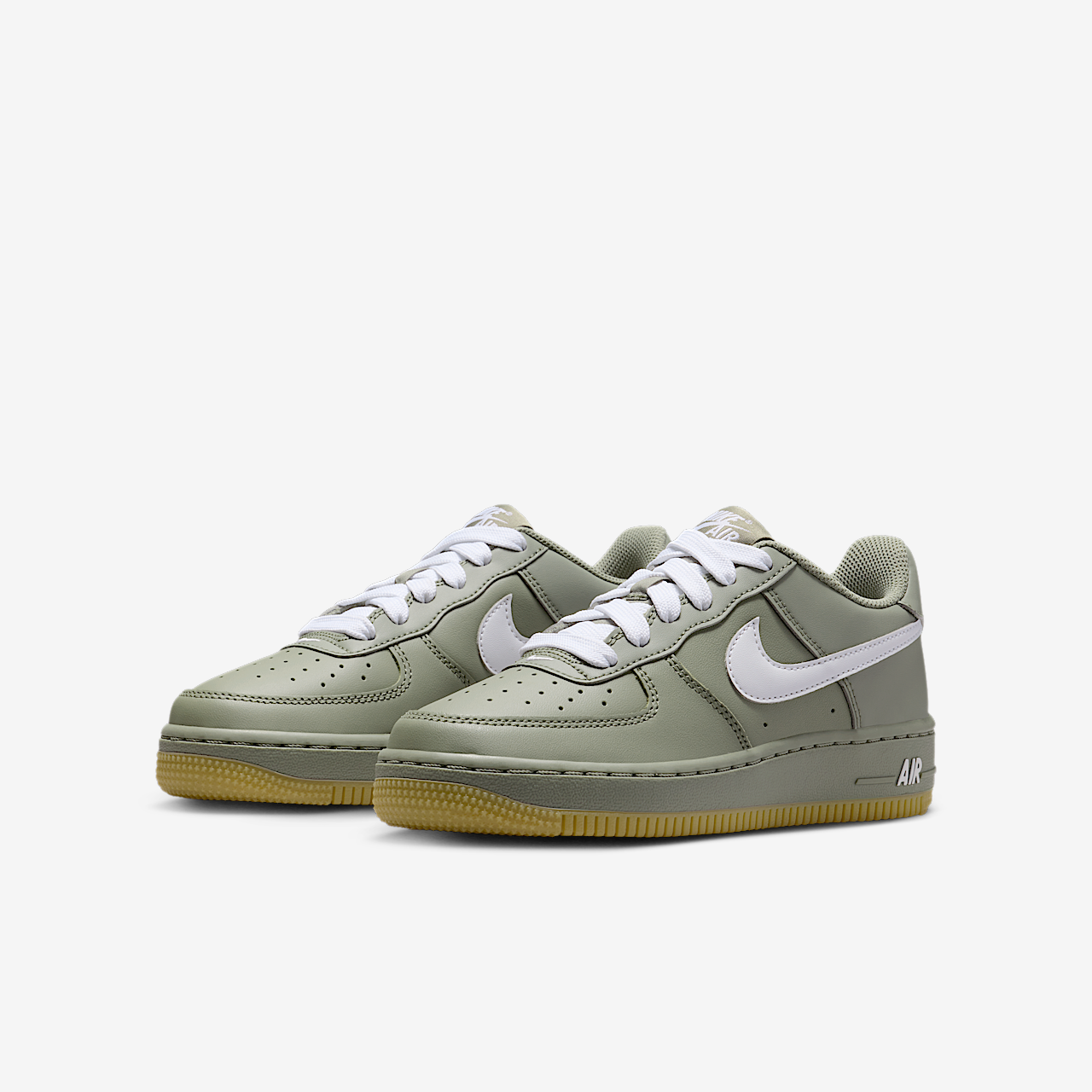 Nike Air Force 1 sneaker Light Army/Gum Light Brown/Metallic Silver/Wit