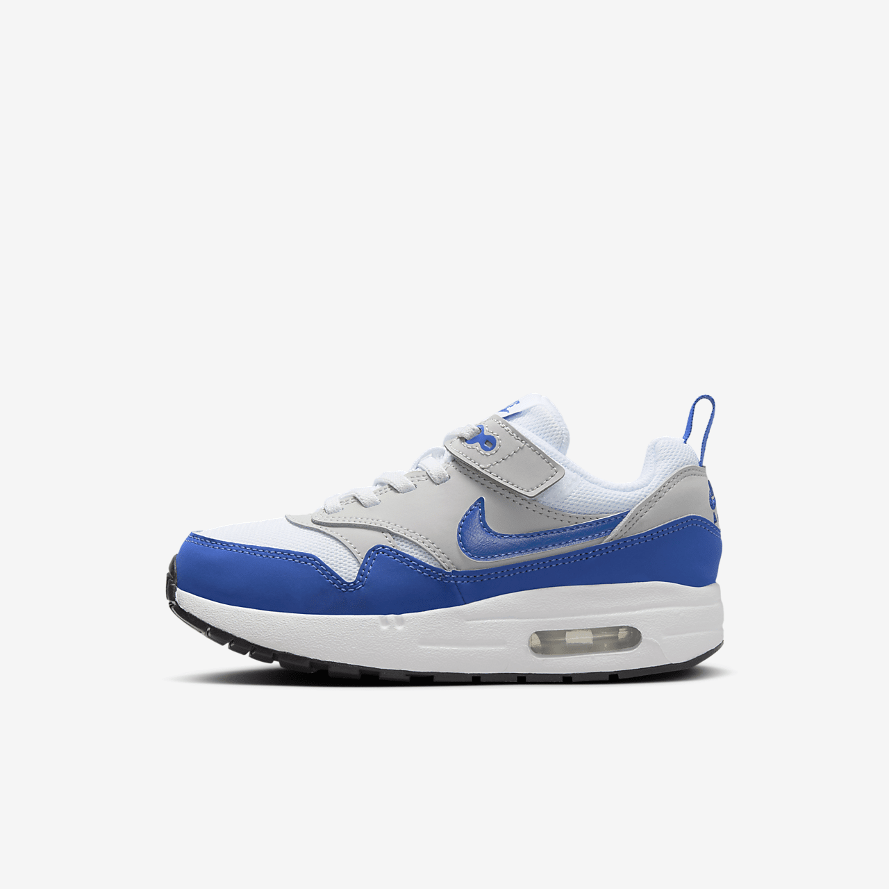 Nike Air Max 1 sneaker Wit/Neutral Grey/Zwart/Game Royal