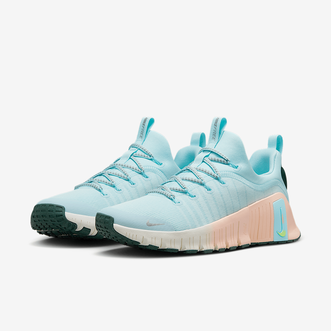 Nike Free sneaker Glacier Blue/Washed Coral/Vintage Green/Metallic Silver