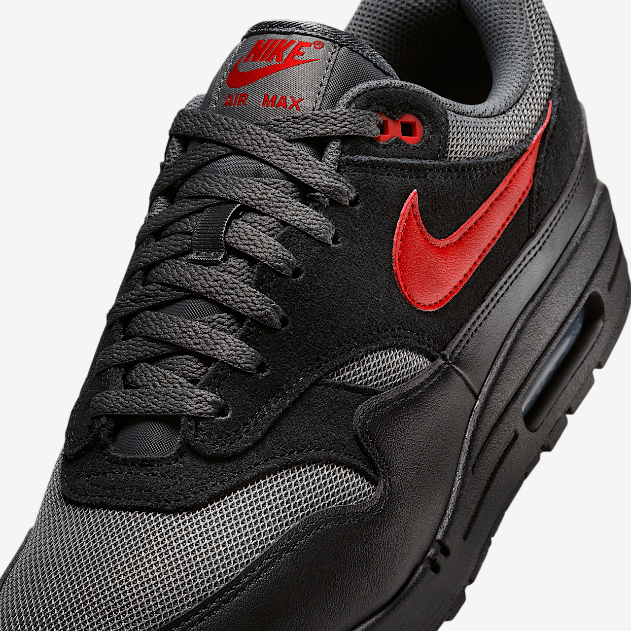 Nike Air Max 1 sneaker Zwart/Iron Grey/University Red