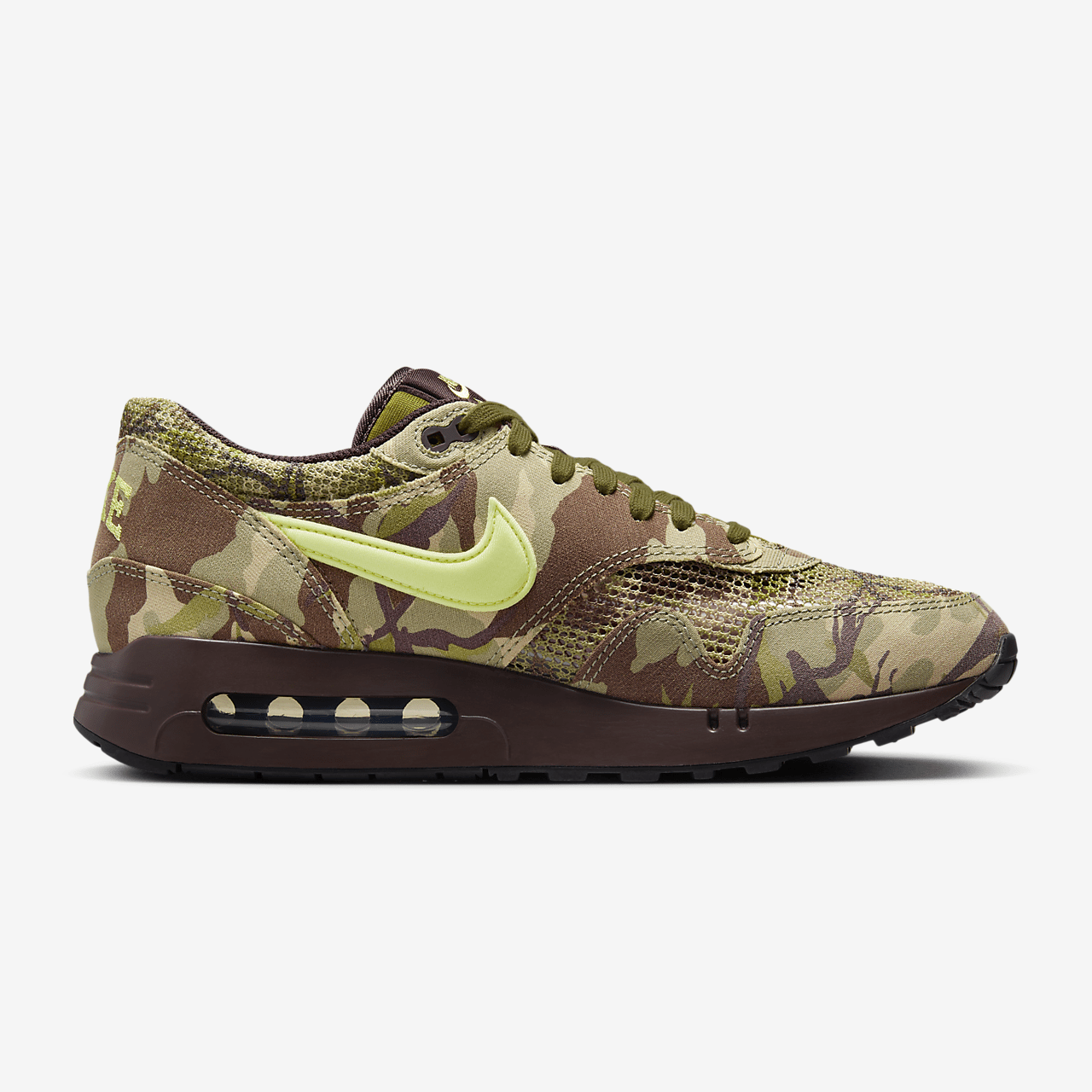 Nike Air Max 1 sneaker Earth/Oil Green/Zwart/Light Lemon Twist