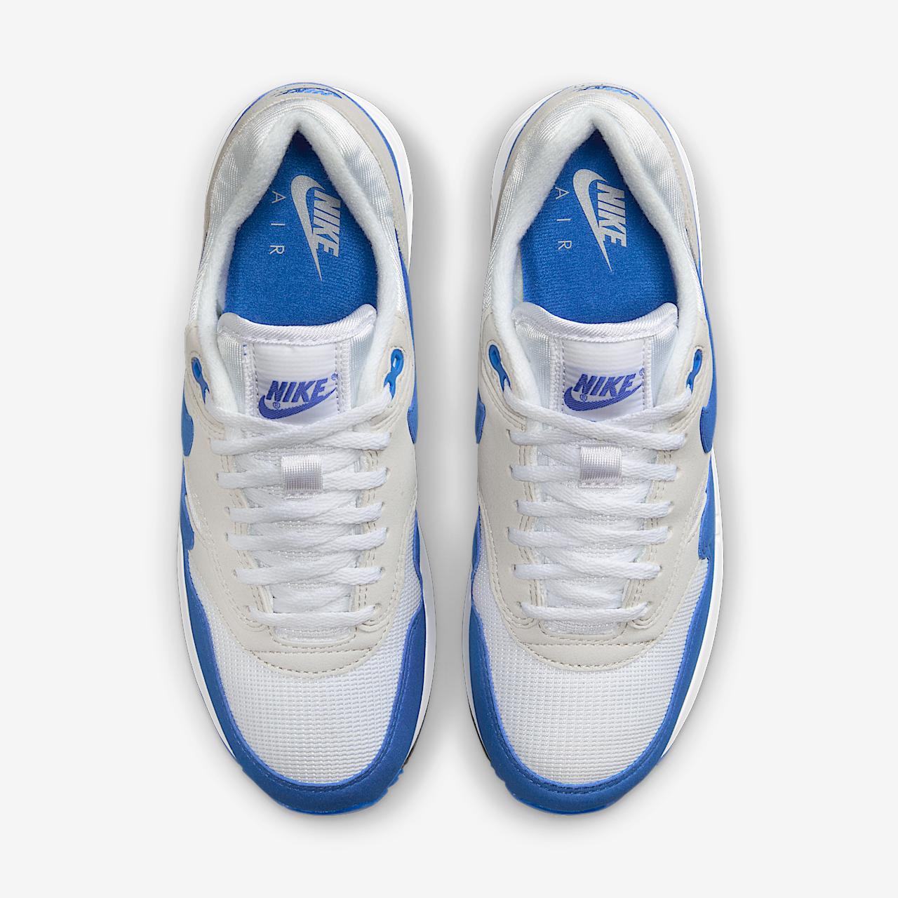 Nike Air Max 1 sneaker Wit/Light Neutral Grey/Zwart/Royal Blue