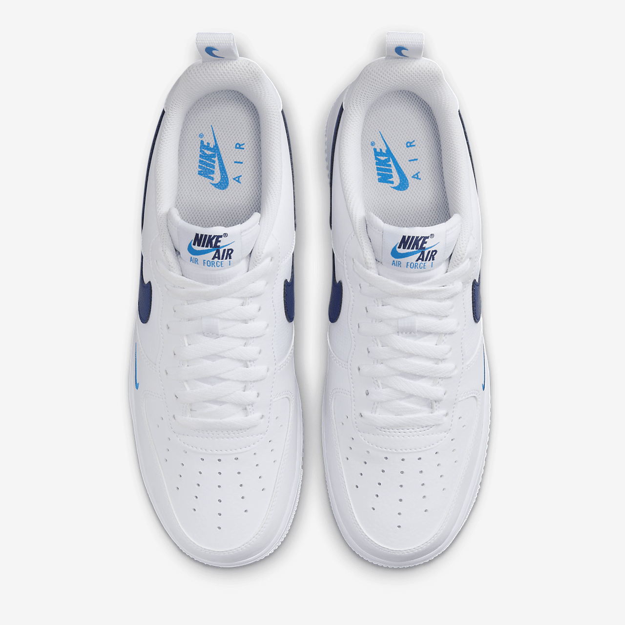 Nike Air Force 1 sneaker Wit/Light Photo Blue/Deep Royal Blue