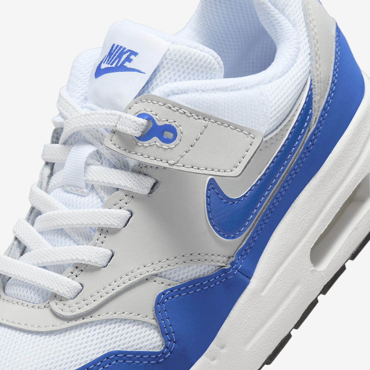 Nike Air Max 1 sneaker Wit/Neutral Grey/Zwart/Game Royal