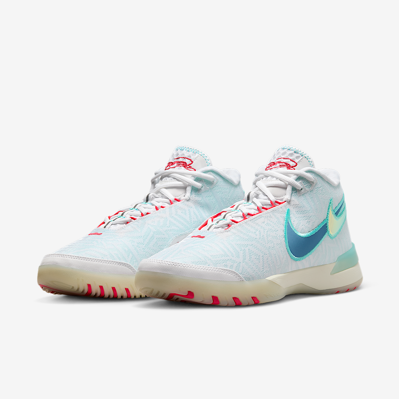 Nike LeBron sneaker Wit/Aurora Green/Siren Red/Aegean Storm