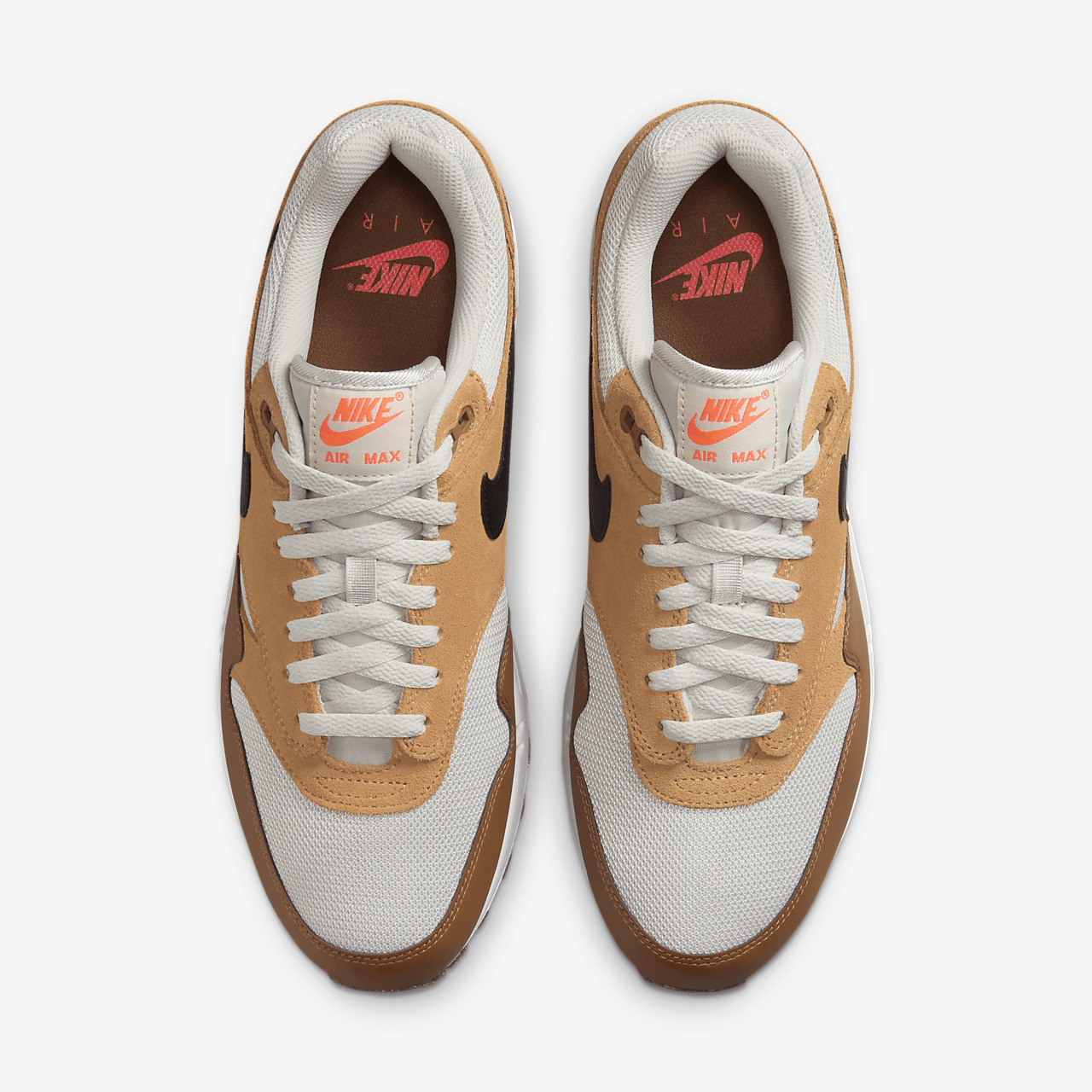 Nike Air Max 1 sneaker Light Bone/Flax/British Tan/Zwart