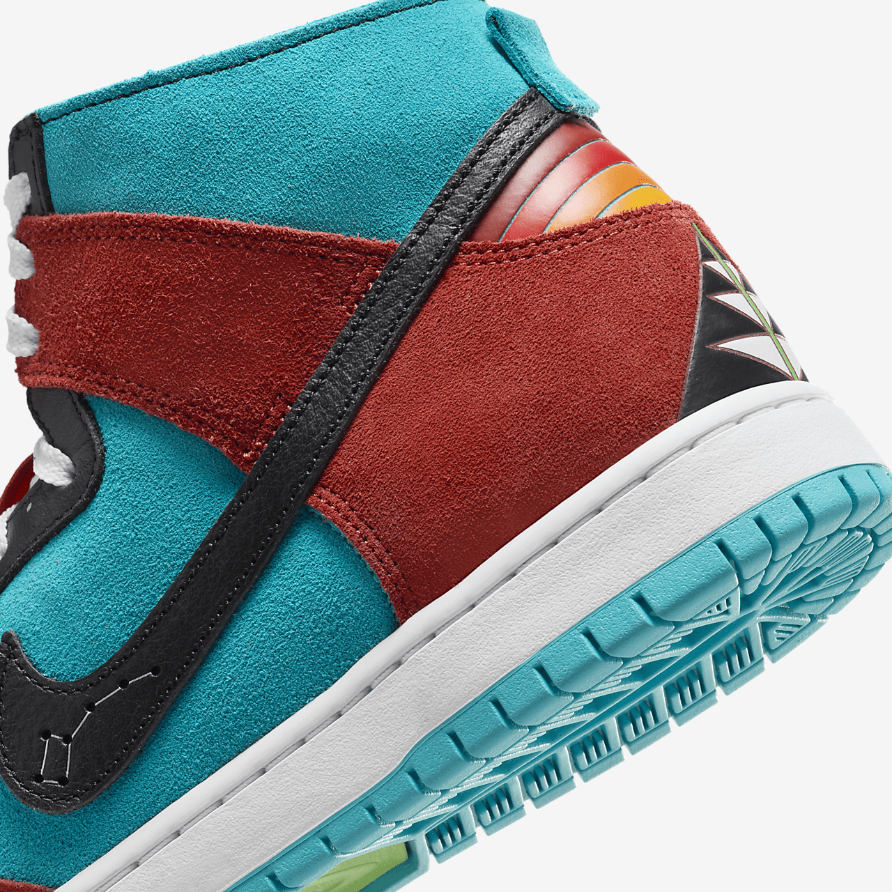 Nike Dunk High sneaker Turquoise Blue/Rugged Orange/Zwart