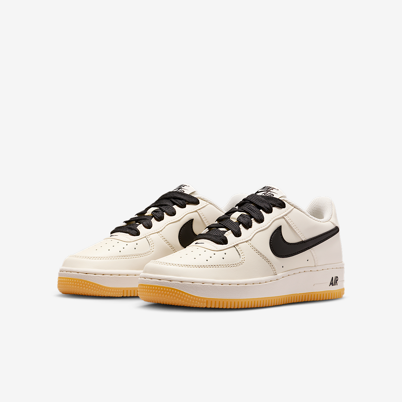 Nike Air Force 1 sneaker Soft Pearl/Gum Light Brown/Metallic Silver/Zwart