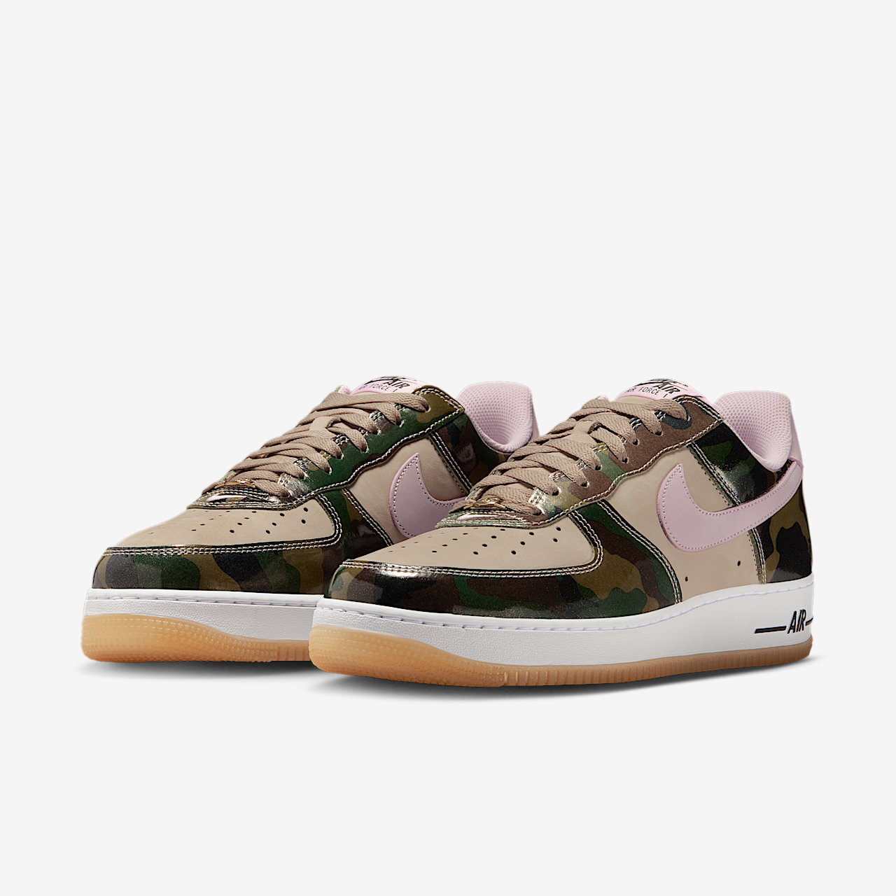 Nike Air Force 1 sneaker Desert Khaki/Zwart/Wit/Pink Foam