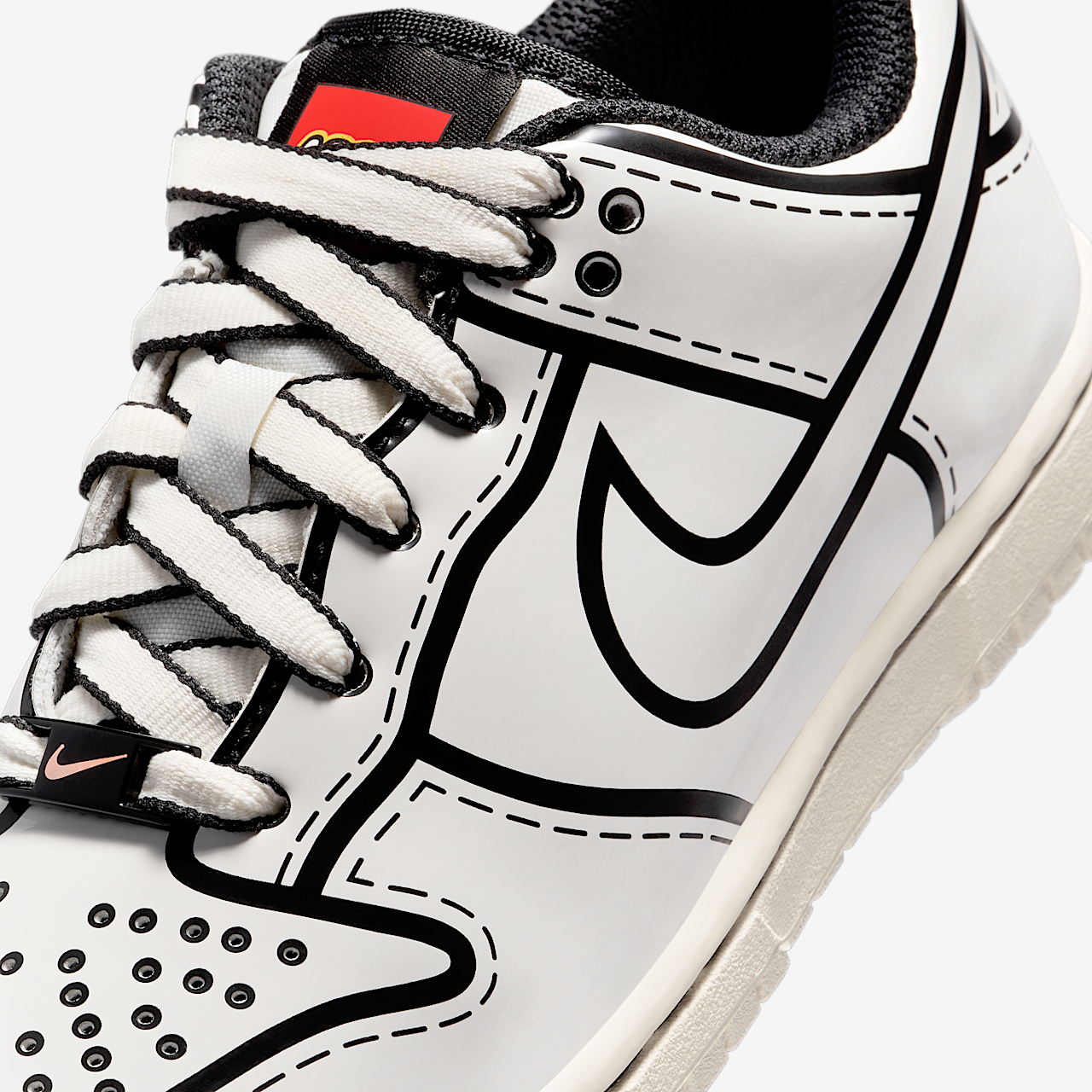 Nike Dunk Low sneaker Sail/Zwart/Rush Red/Sail