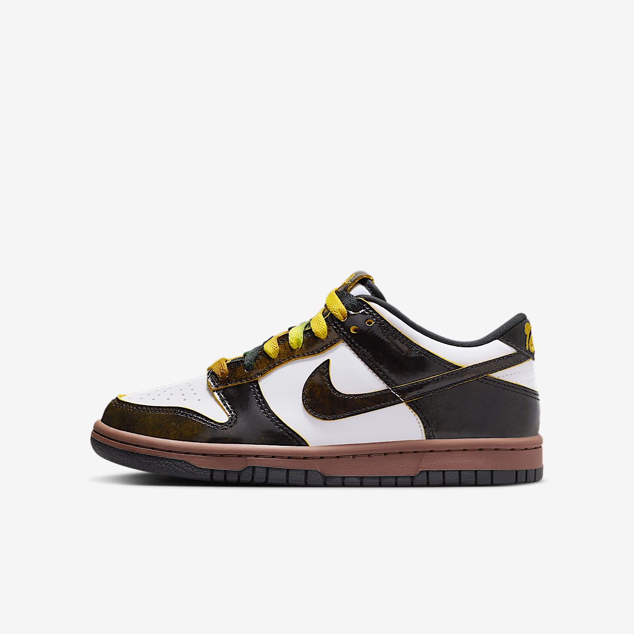 Nike Dunk Low sneaker Wit/Zwart/Fauna Brown/Bright Citron