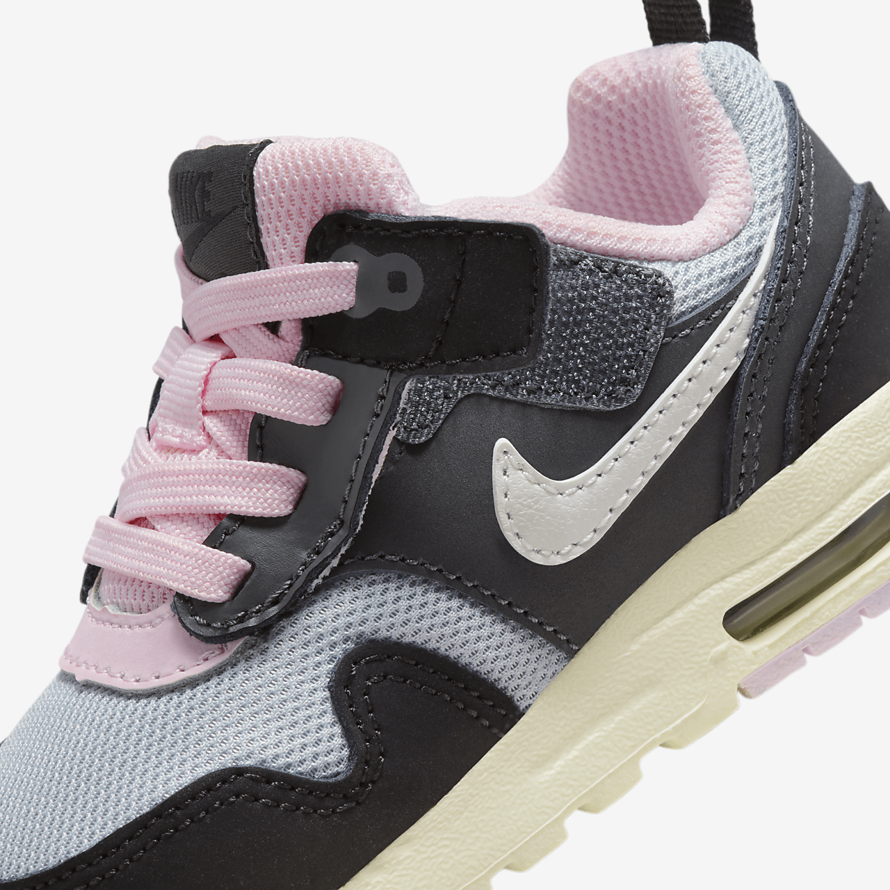 Nike Air Max 1 sneaker Zwart/Anthracite/Pink Foam/Summit White
