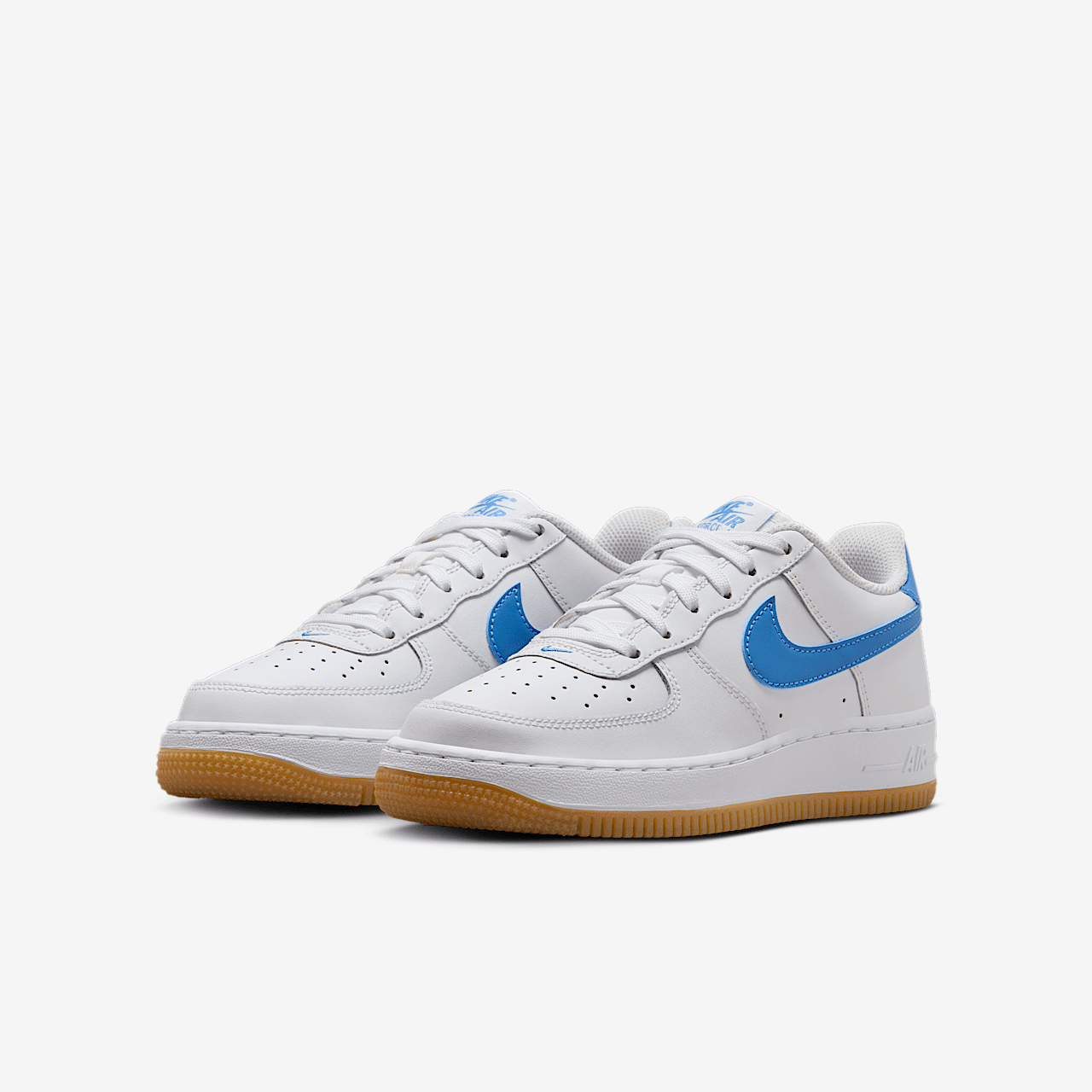 Nike Air Force 1 sneaker Wit/Gum Light Brown/Blue Beyond