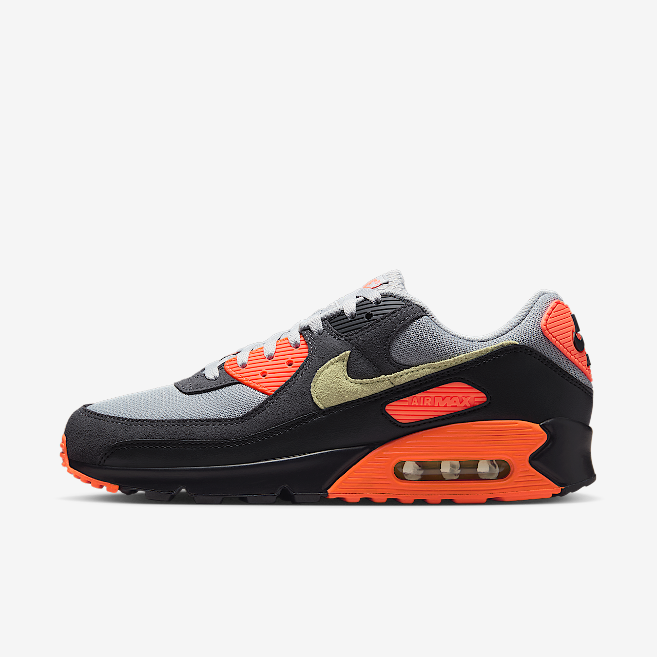 Nike Air max 90 sneaker Light Smoke Grey/Hyper Crimson/Zwart/Limelight
