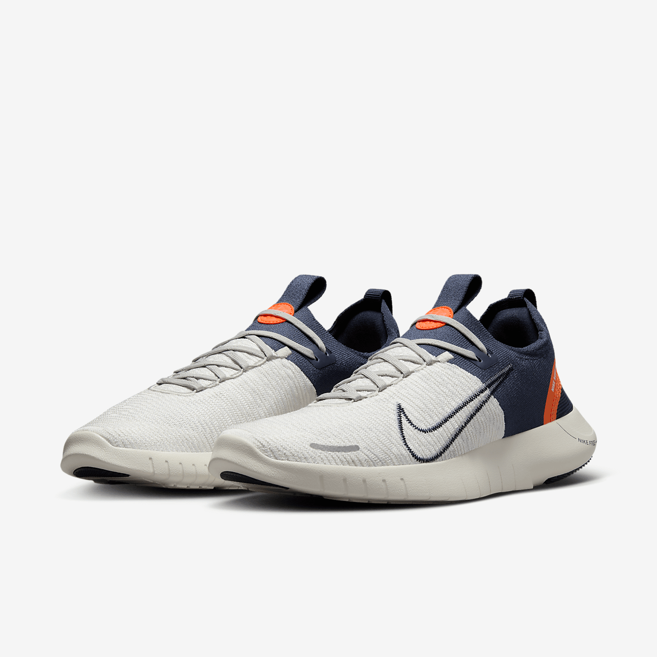 Nike Free sneaker Light Iron Ore/Sail/Total Orange/Thunder Blue