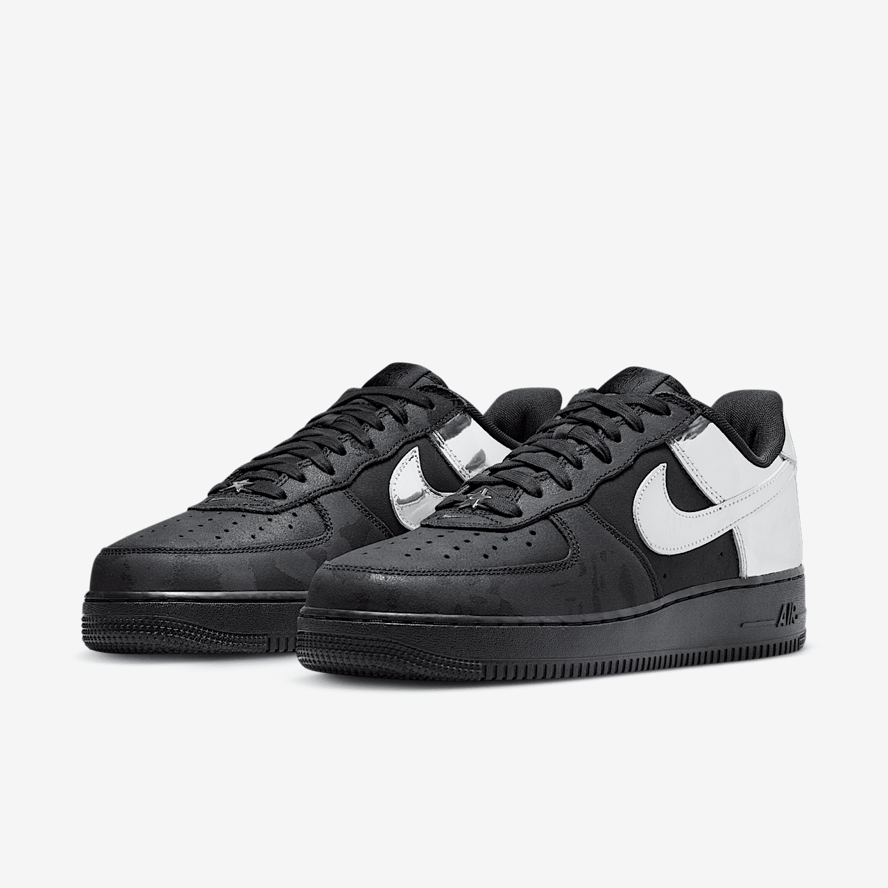 Nike Air Force 1 sneaker Zwart/Zwart/Chrome