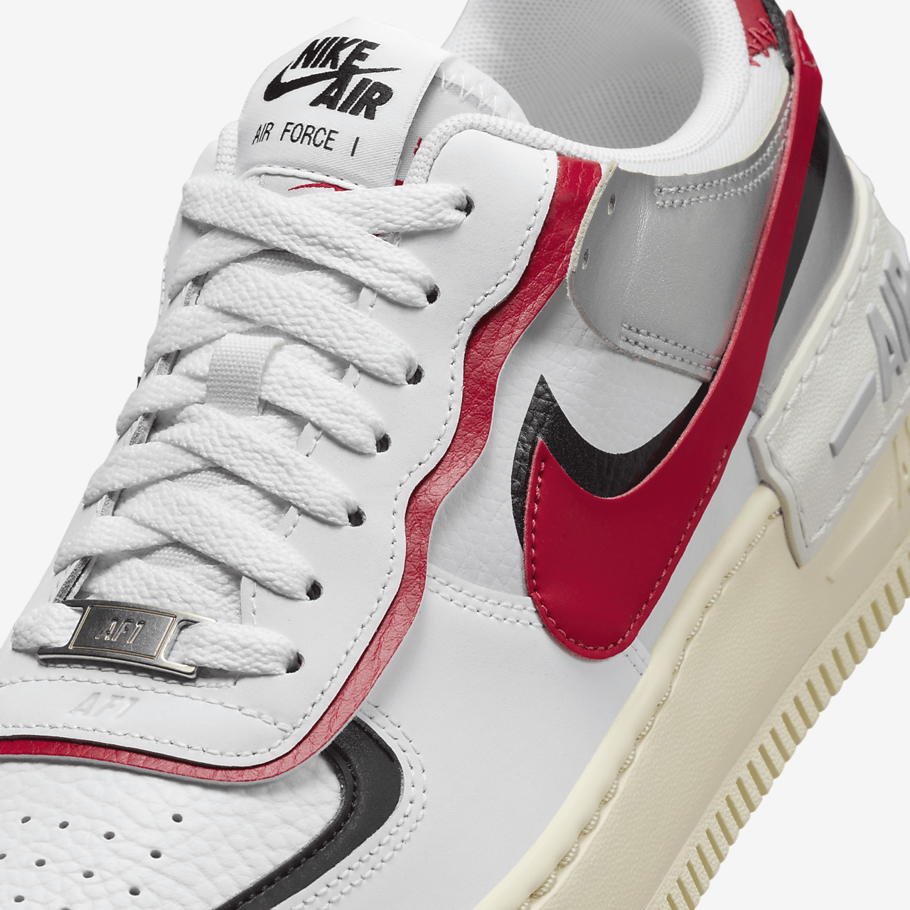 Nike Air Force 1 sneaker Wit/Zwart/Metallic Silver/Gym Red