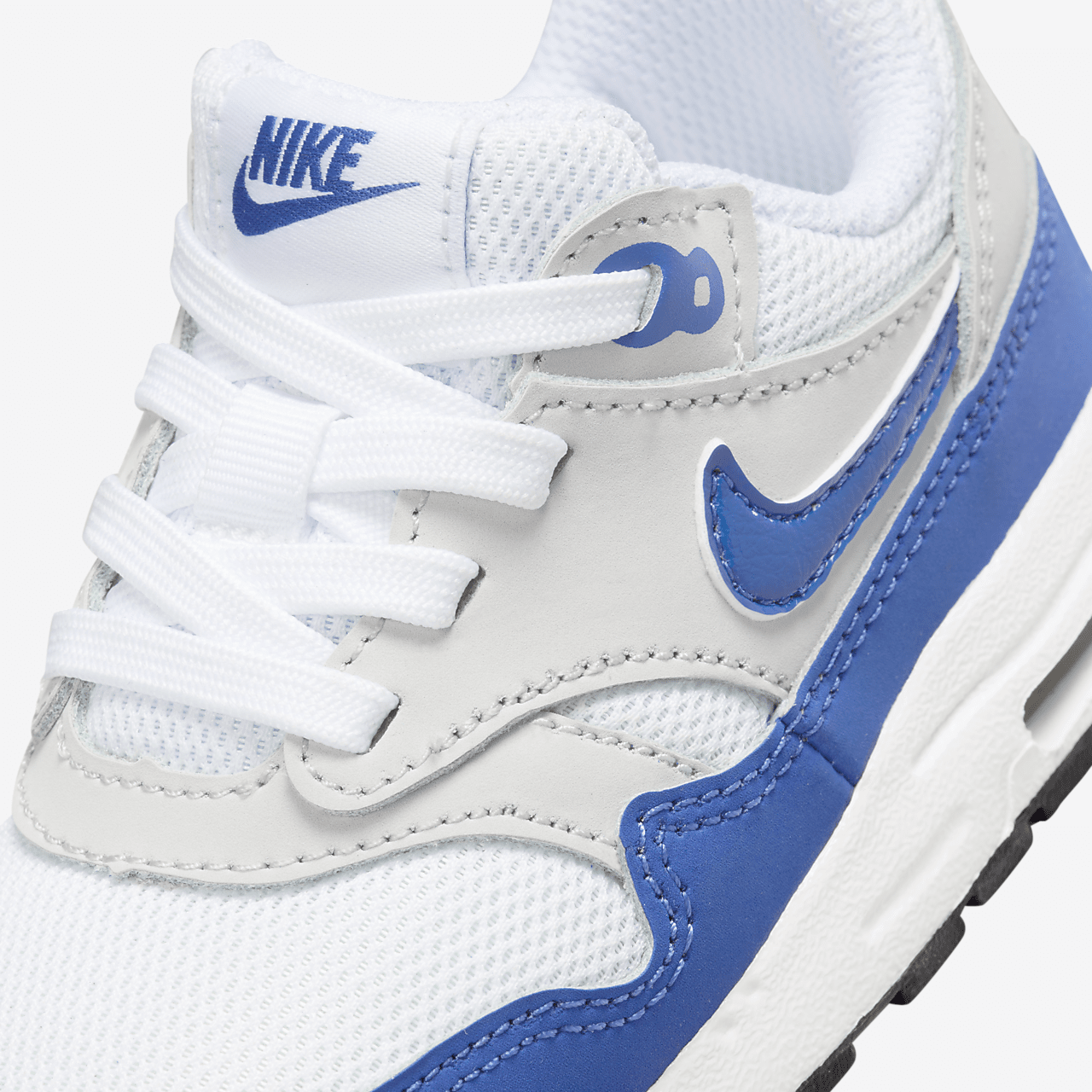 Nike Air Max 1 sneaker Wit/Neutral Grey/Zwart/Game Royal