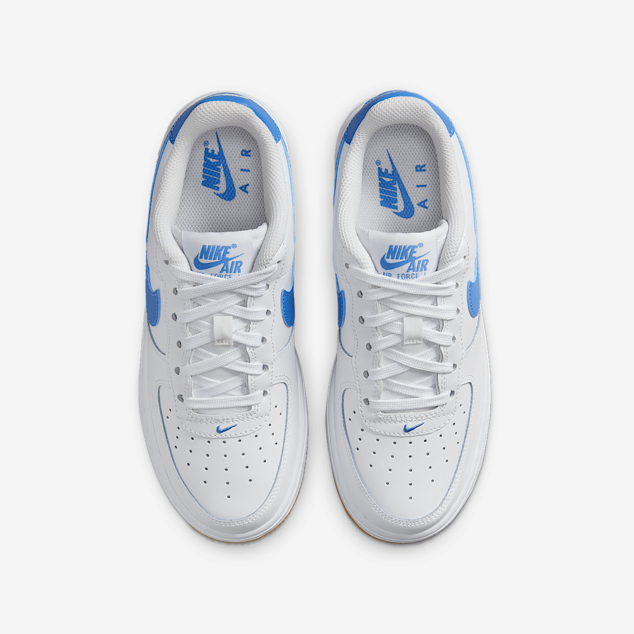 Nike Air Force 1 sneaker Wit/Gum Light Brown/Blue Beyond