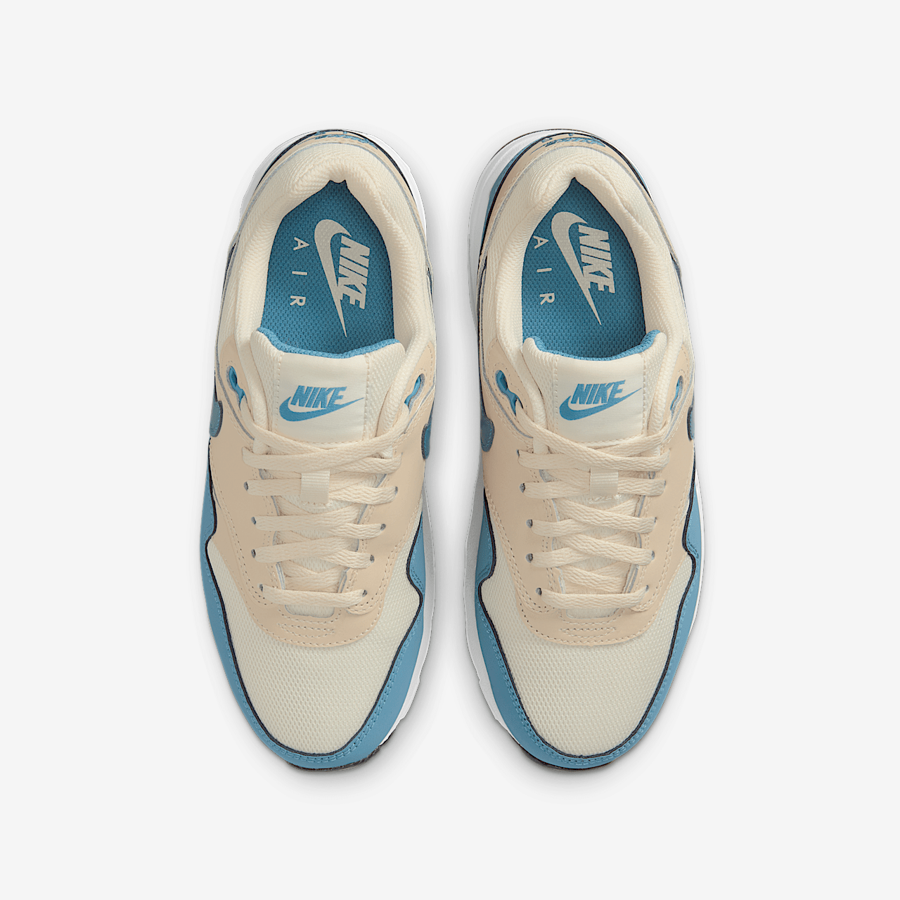 Nike Air Max 1 sneaker Soft Pearl/Smokey Blue/Zwart/Light Khaki