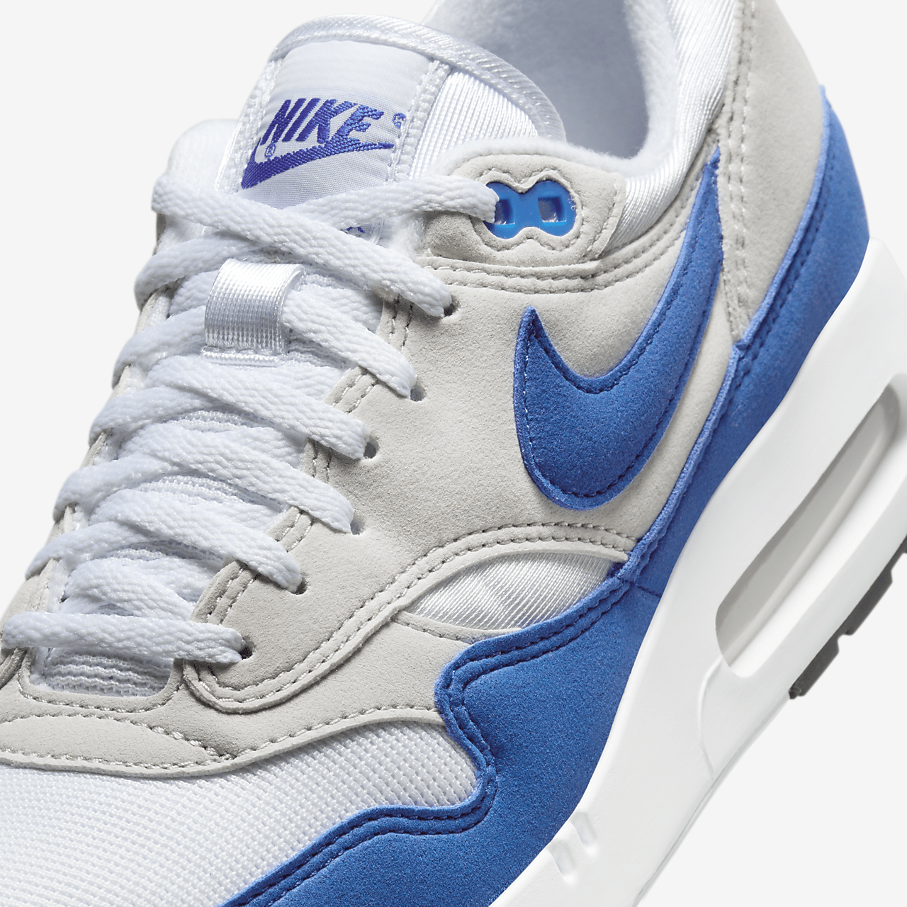 Nike Air Max 1 sneaker Wit/Light Neutral Grey/Zwart/Royal Blue