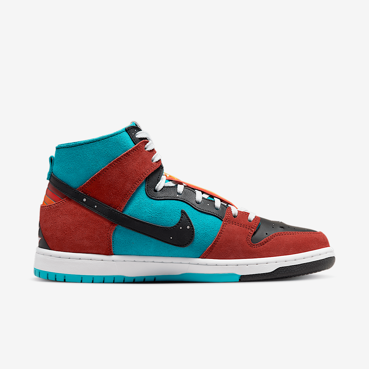 Nike Dunk High sneaker Turquoise Blue/Rugged Orange/Zwart