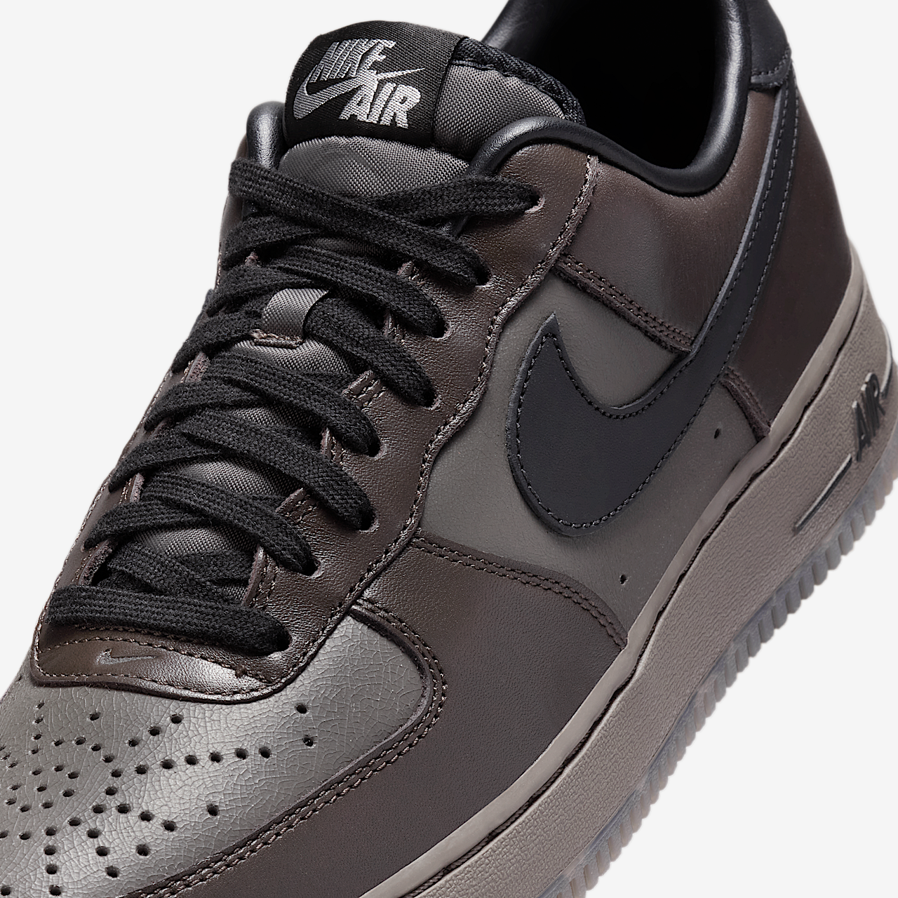 Nike Air Force 1 sneaker Black Tea/Petra Brown/Olive Grey/Zwart