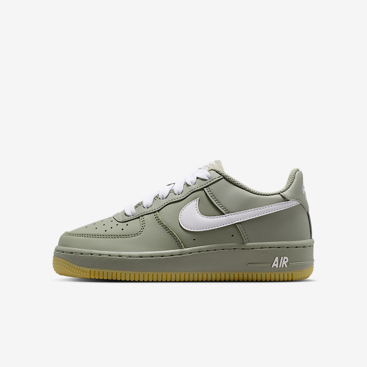 Nike Air Force 1 sneaker Light Army/Gum Light Brown/Metallic Silver/Wit
