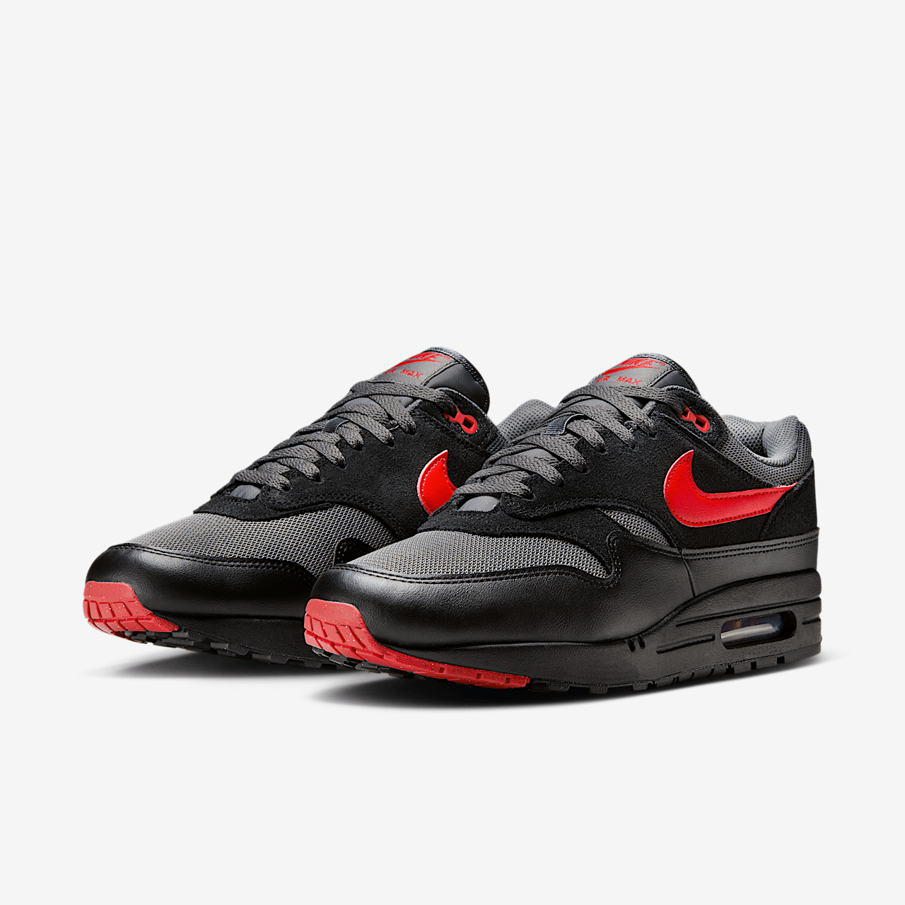 Nike Air Max 1 sneaker Zwart/Iron Grey/University Red