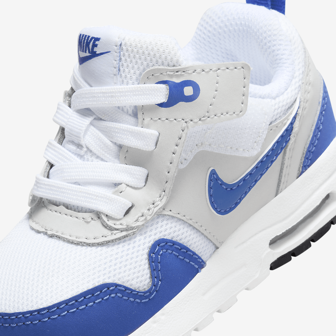 Nike Air Max 1 sneaker Wit/Neutral Grey/Zwart/Game Royal