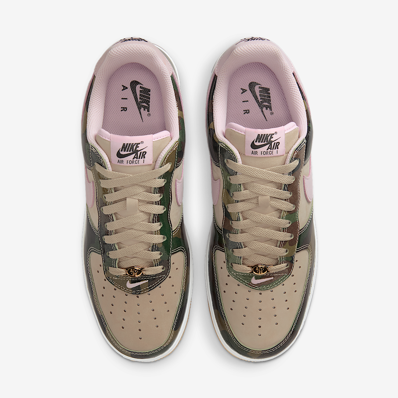 Nike Air Force 1 sneaker Desert Khaki/Zwart/Wit/Pink Foam