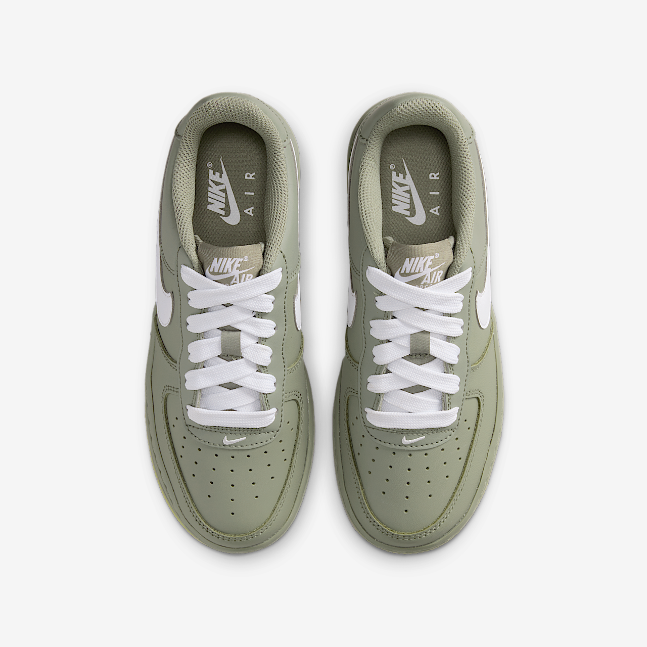 Nike Air Force 1 sneaker Light Army/Gum Light Brown/Metallic Silver/Wit