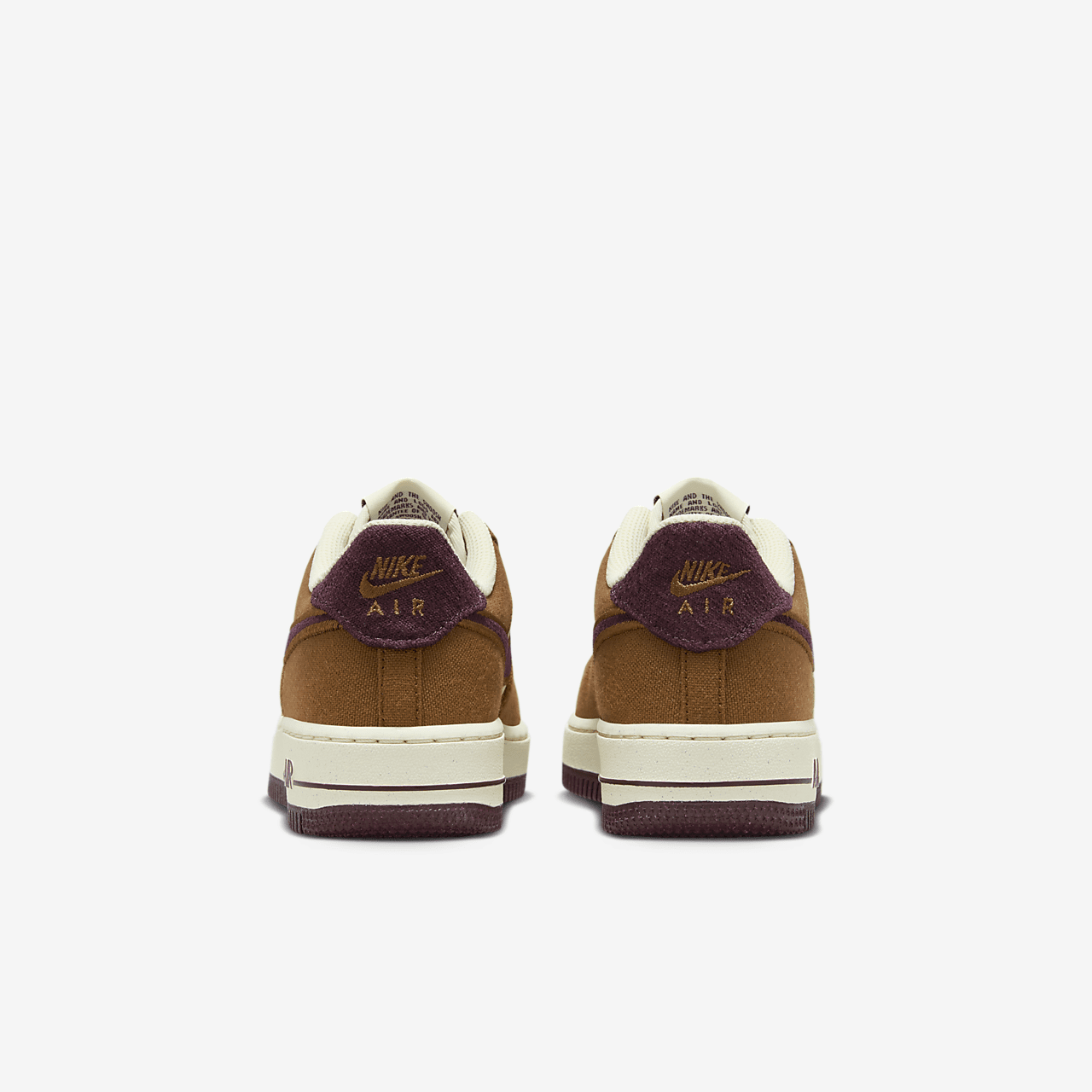Nike Air Force 1 sneaker Light British Tan/Coconut Milk/Gum Dark Brown/Burgundy Crush