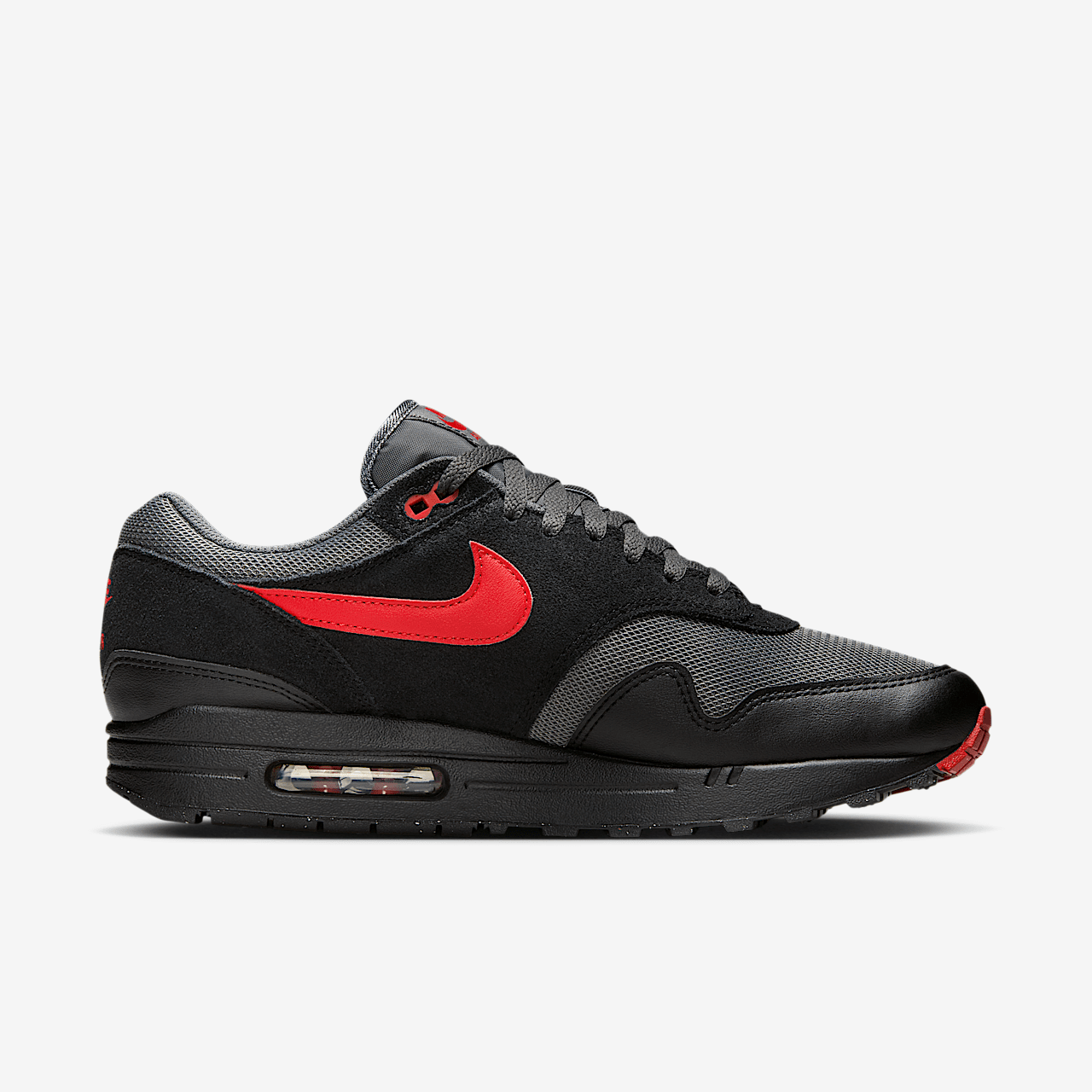 Nike Air Max 1 sneaker Zwart/Iron Grey/University Red