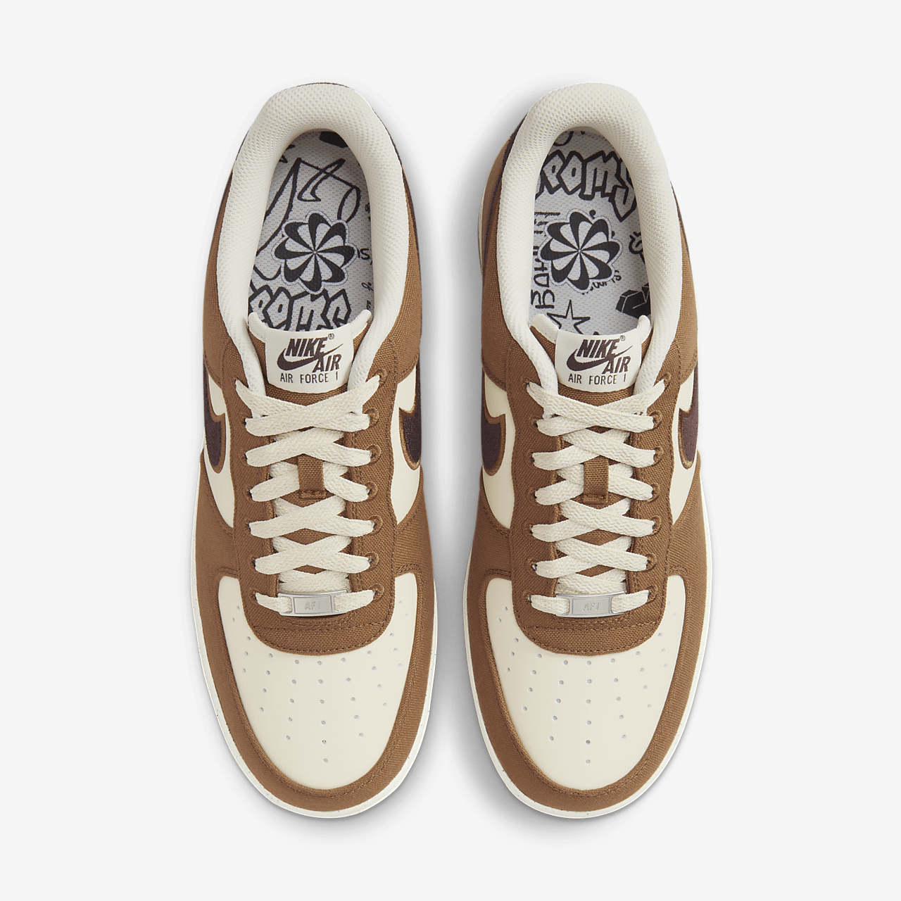 Nike Air Force 1 sneaker Light British Tan/Coconut Milk/Gum Dark Brown/Burgundy Crush