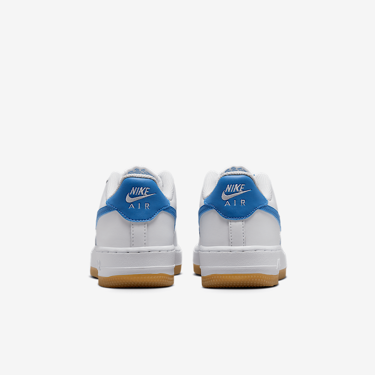 Nike Air Force 1 sneaker Wit/Gum Light Brown/Blue Beyond