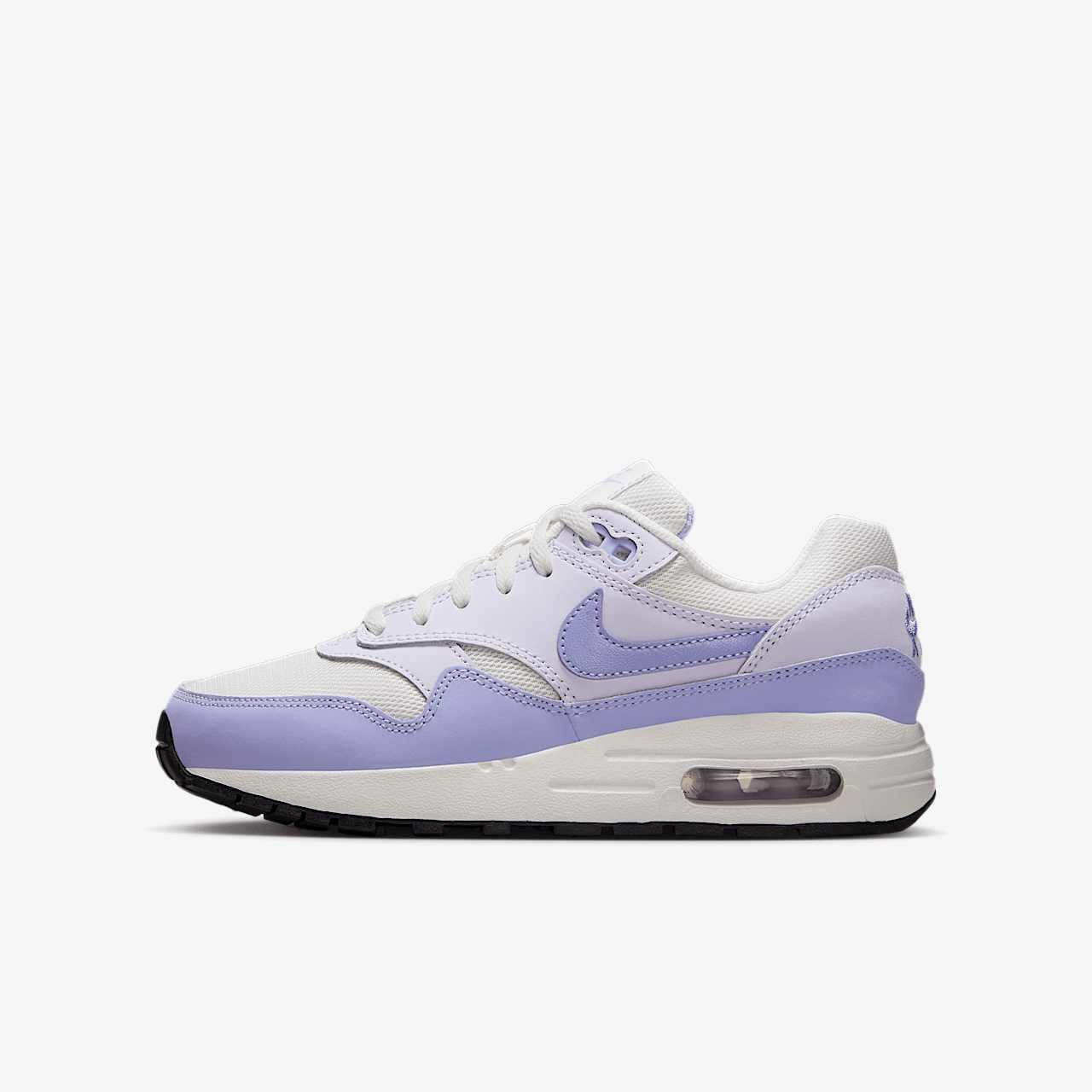 Nike Air Max 1 sneaker Platinum Tint/Barely Grape/Zwart/Hydrangeas