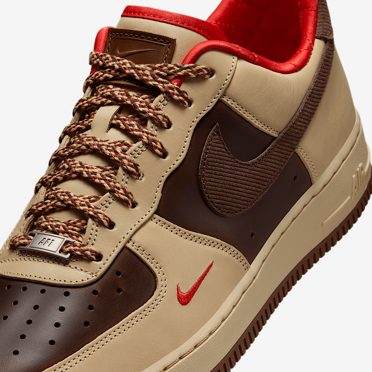 Nike Air Force 1 sneaker Light British Tan/Sesame/Picante Red/Cacao Wow