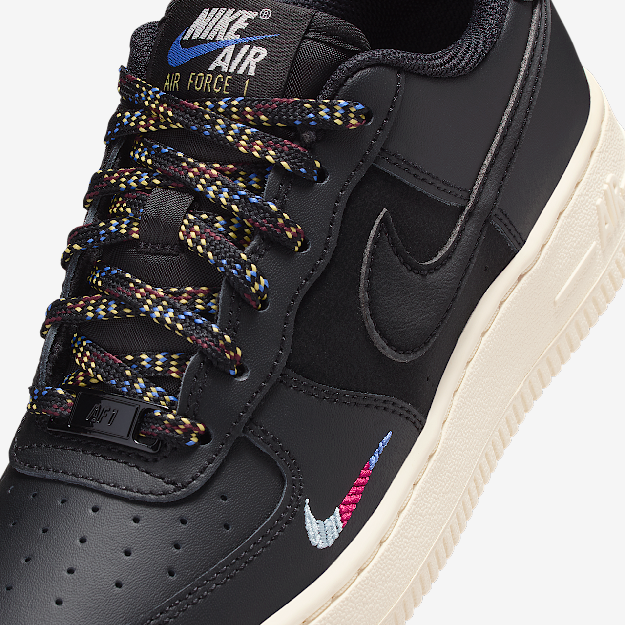 Nike Air Force 1 sneaker Zwart/Saturn Gold/Comet Blue/Zwart