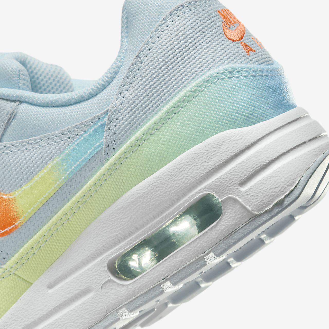 Nike Air Max 1 sneaker Glacier Blue/Wit/Light Lemon Twist/Total Orange