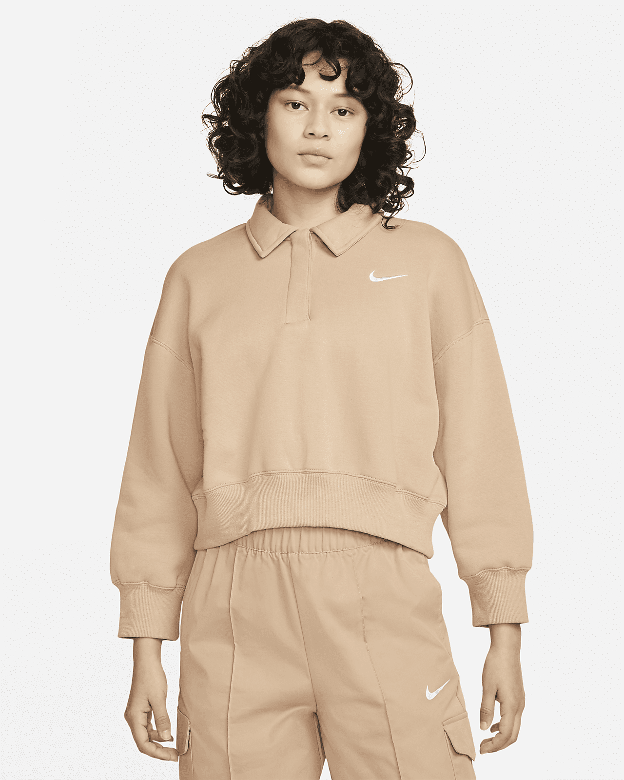 Женский свитшот Nike Sportswear Phoenix Fleece 3/4-Sleeve Crop Polo