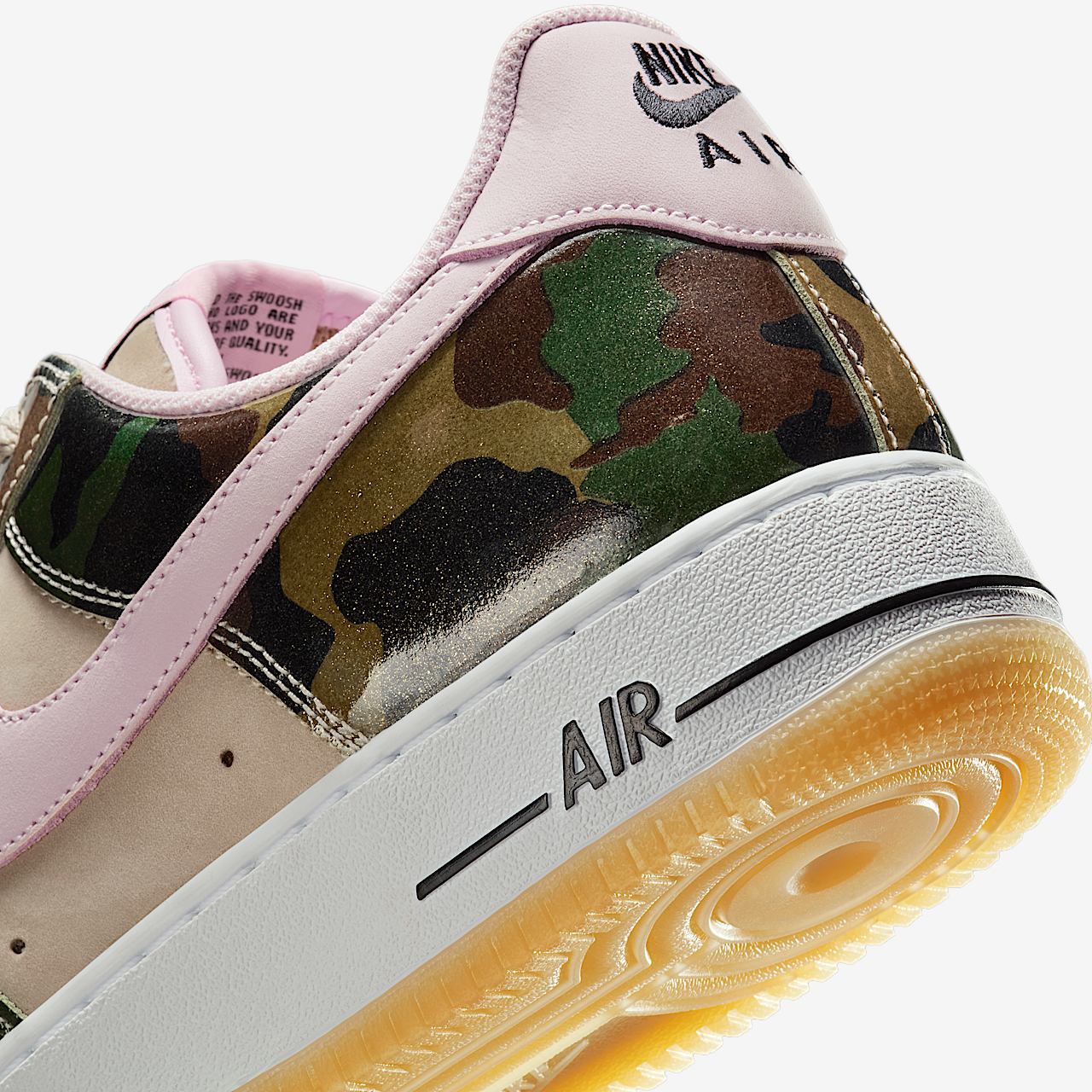 Nike Air Force 1 sneaker Desert Khaki/Zwart/Wit/Pink Foam