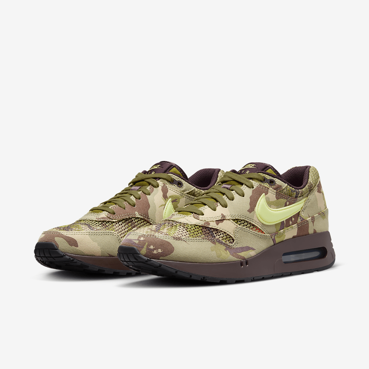 Nike Air Max 1 sneaker Earth/Oil Green/Zwart/Light Lemon Twist