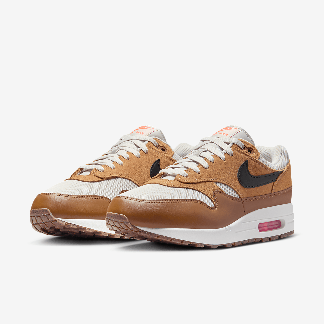 Nike Air Max 1 sneaker Light Bone/Flax/British Tan/Zwart