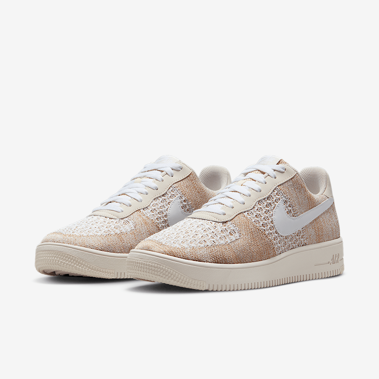 Nike Nike Air Force 1 Flyknit sneaker Light Bone/Khaki/Desert Khaki/Wit