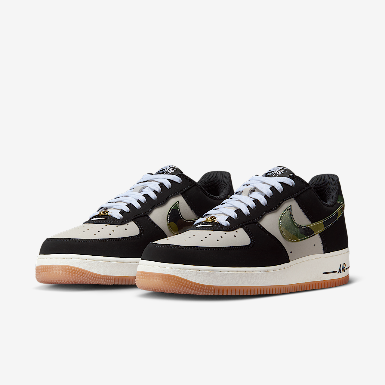 Nike Air Force 1 sneaker Wit/Gum Medium Brown/Summit White/Zwart