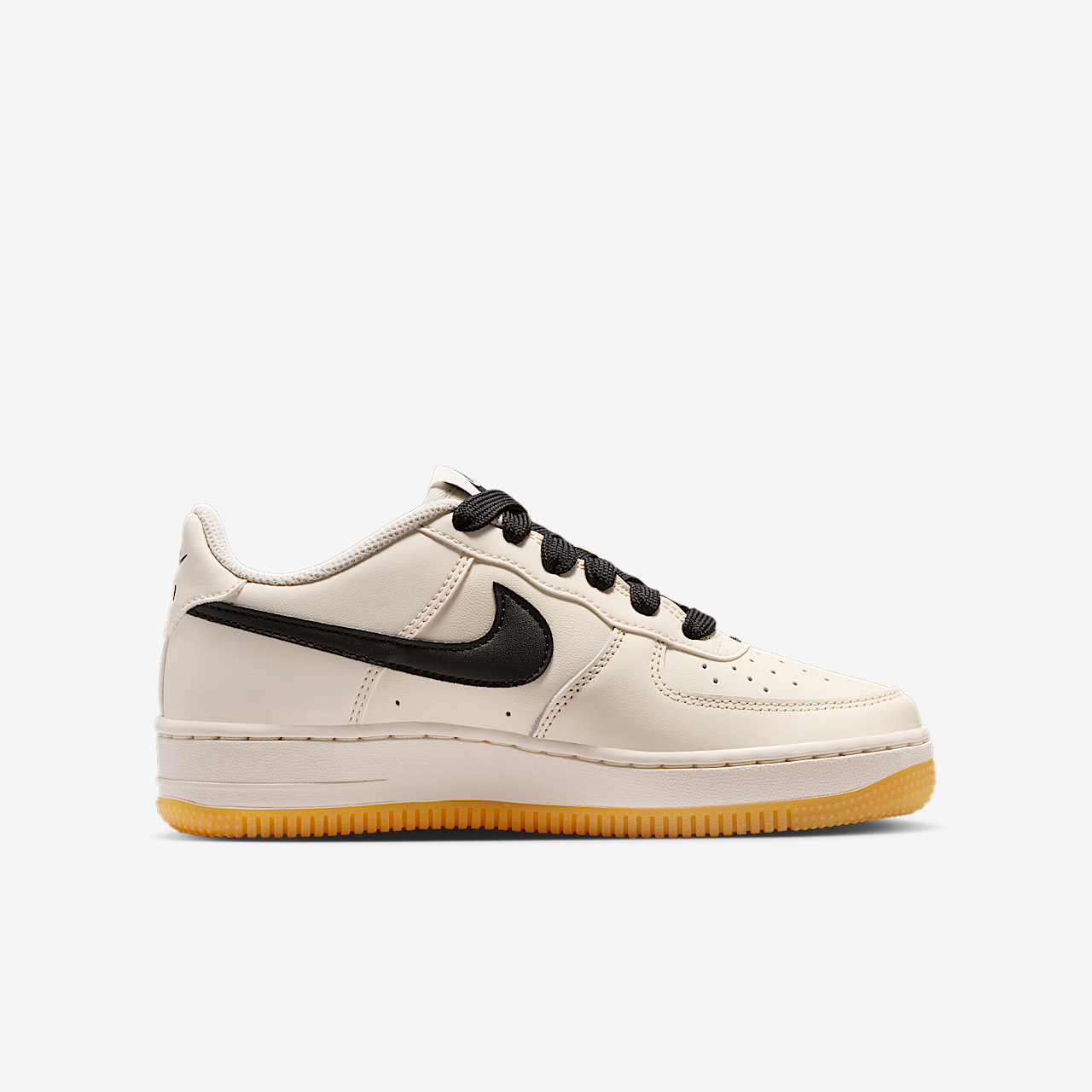 Nike Air Force 1 sneaker Soft Pearl/Gum Light Brown/Metallic Silver/Zwart